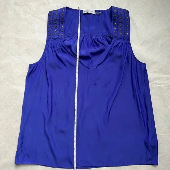 Ramy Brook Women Electric Blue Satin V-neck Sleeveless Blouse Top Size S/P - Picture 5 of 10